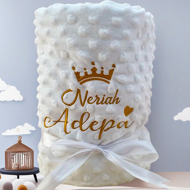 Personalisierte NanBeiCat Doudou Decke für Babys als Swaddle und Bettdecke in Blau-Weiß aus Polyester - Bild 1