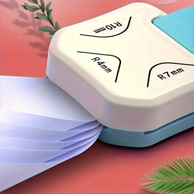 3-in-1 Manueller Papierschneider, Rundlochstanzer und Eckenformer in Pink für Büro, Basteln und Schule mit R4/R7/R10 Größen - Bild 1
