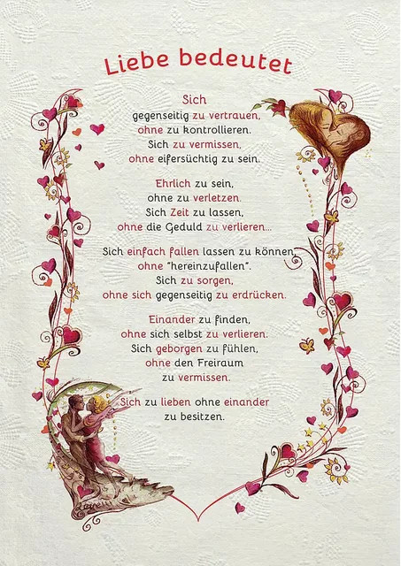 Moderne Urkunde Liebe mit Herz- und Floral-Motiv in Mehrfarbig als Wanddeko aus Papier - Bild 1