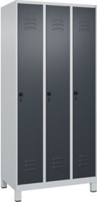 C+P Spind Classic PLUS Garderobenschrank mit 3 Abteilen, Grau/Anthrazit, H x B x T: 195 x 90 x 50 cm - Bild 1