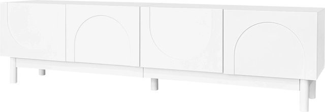 okwish TV Schrank in Weiß mit gewölbten Türen und Regalen, modern und matt, B/T/H: 169 x 35 x 45,5 cm - Bild 1
