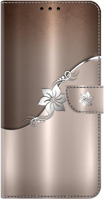 Samsung Galaxy Handyhülle aus Leder mit Blumen, Eulen, Schmetterlingen oder Tier-Mustern in Braun für Galaxy A12, A13, A14, A21, A22, S10, S21, S22, S23 und S23 FE - Bild 1