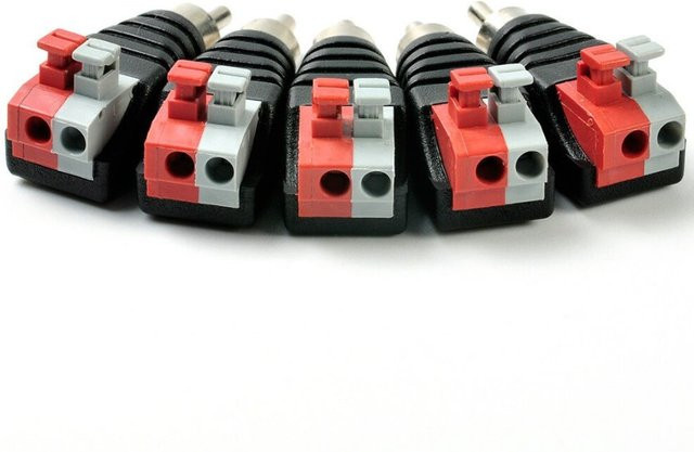 2er-Set RCA Audio-Adapter Kabel mit männlichen Steckern für Mono-Kanäle in Schwarz - Bild 1