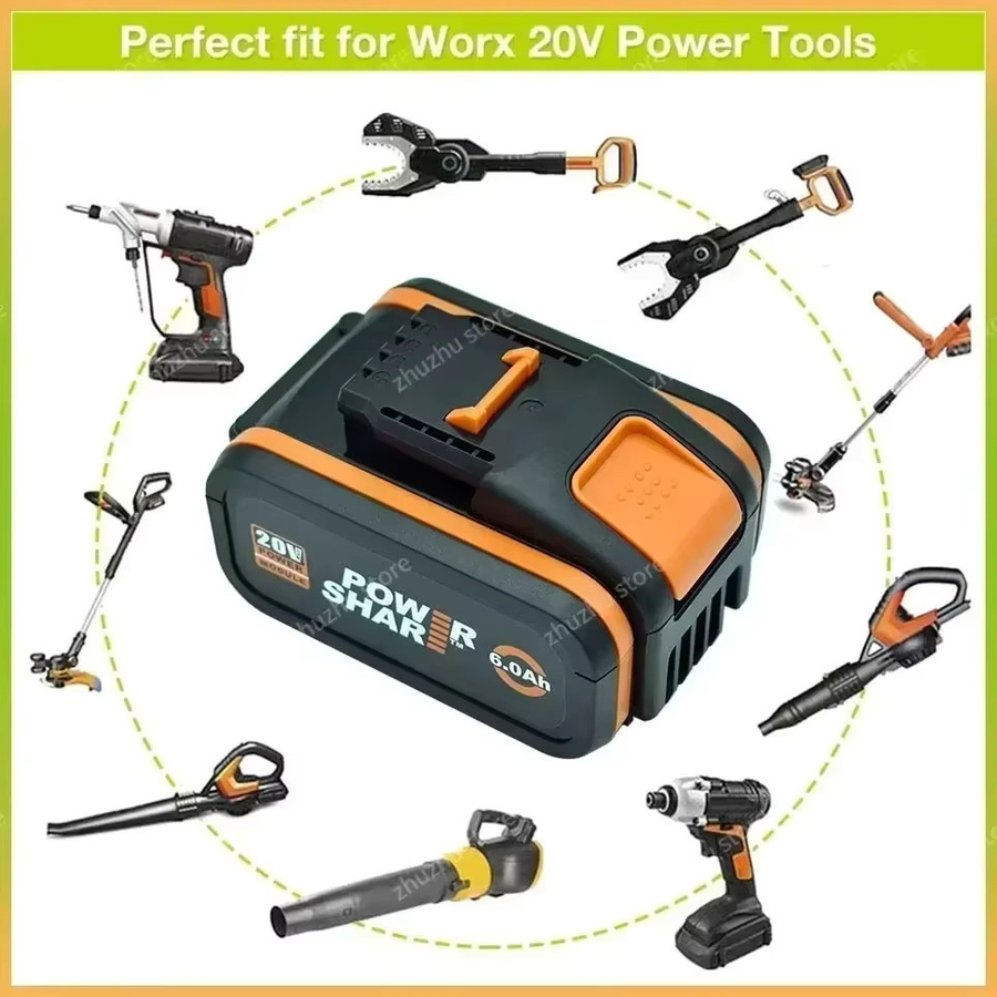 Worx Original Lithium-Ionen-Akku 20V mit 8,0 Ah für WA3551, WA3553, WX176, WX550, WX386, WXino 3, WXgain und WX800, WU268 - Bild 6