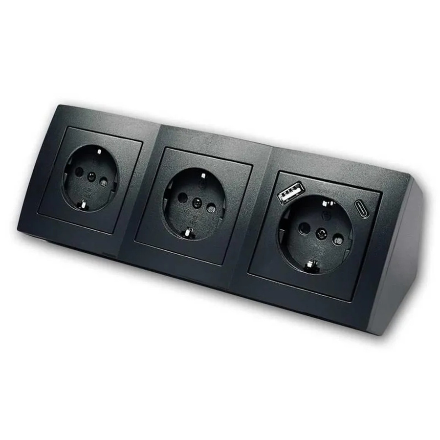 McPower Steckdosenblock Flair 3-fach in Schwarz mit USB-A und USB-C Anschlüssen - Bild 2