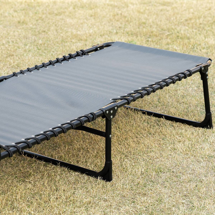 Outsunny Sonnenliege Grau aus Textilene und pulverbeschichtetem Stahl mit verstellbarer Kopfstütze, B/H/L: 58 x 30 x 185 cm - Bild 3