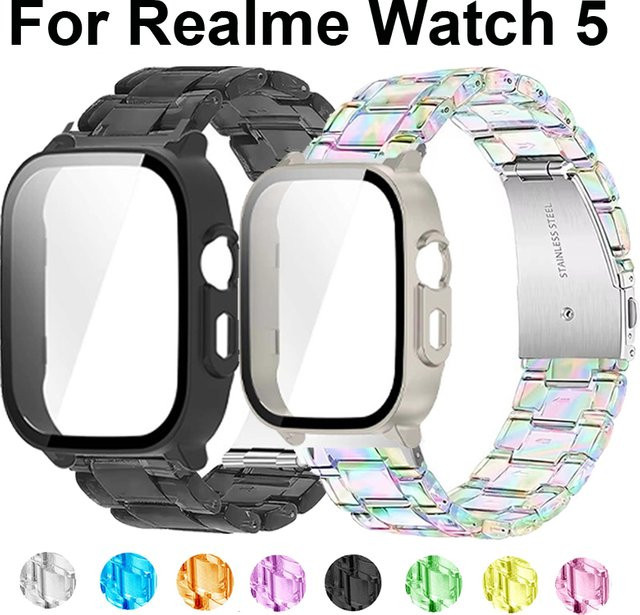 Realme Schutzhülle mit Harzarmband und gehärtetem Glas, Realme Watch 5 - Bild 1