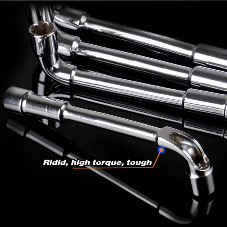 Veconor L-förmiger Steckschlüsselschlüssel mit Durchgangsloch, Universal-Handwerkzeug für Reparaturen, Silber, 8–19 mm - Bild 4