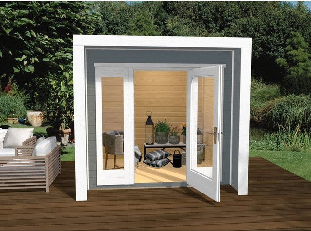 WEKA Gartenhaus Design 263 aus Massivholz in Grau mit Flachdach B/H/T: 245 x 227 x 235 cm - Bild 1