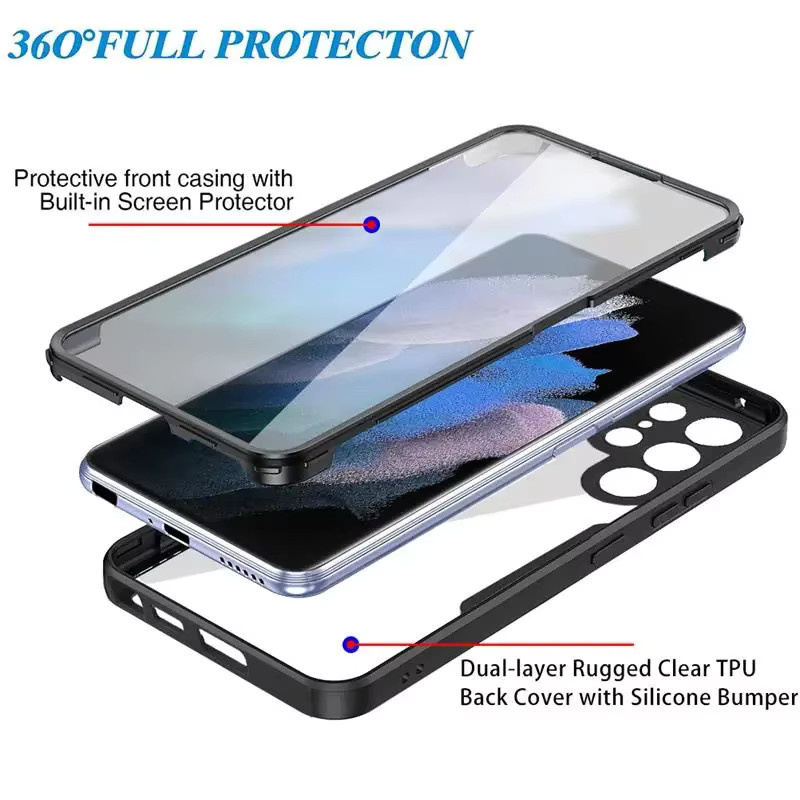 Luxus Ganzkörper Schutzhülle für Samsung Galaxy S24 Ultra S23 FE S22 Plus A55 A54 A35 A34 A15 A14 A24 A13 A23 A33 A53 A52 in Transparent oder Pink - Bild 2