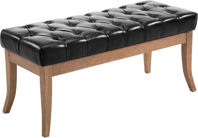 DELUKE Sitzbank CANNES im Chesterfield-Design aus Kunstleder, Schwarz und Hellbraun, B/T/H: 100 x 38 x 46 cm - Bild 1