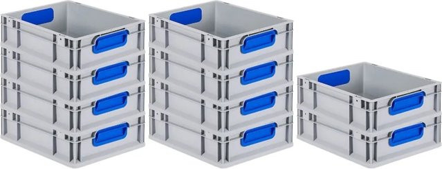 PROREGAL Spar Set 10x Eurobox Nextgen Color Transportboxen mit Griffen, Blau, H x B x T: 12 x 30 x 40 cm, 11 Liter, Geschlossene Ausführung mit glattem Boden - Bild 1