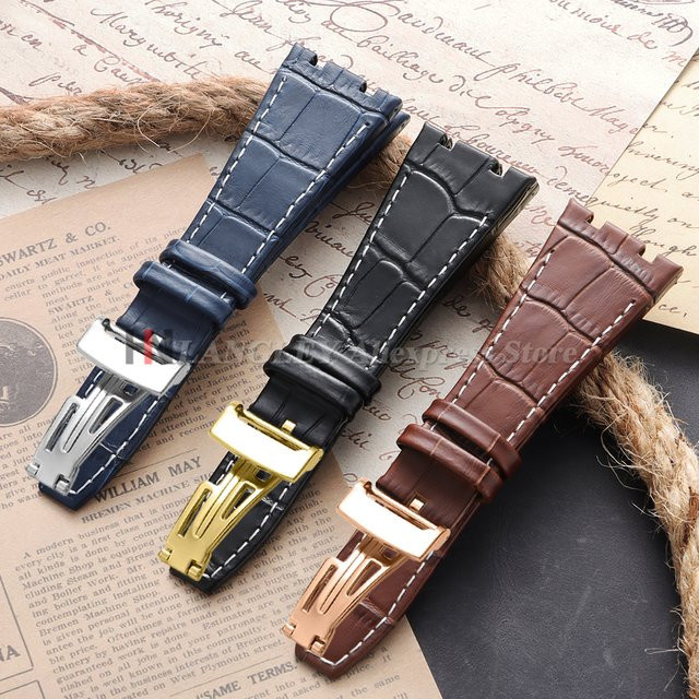Uhrenarmband Rindsleder, Schwarz, Unisex, 28 mm - Bild 1