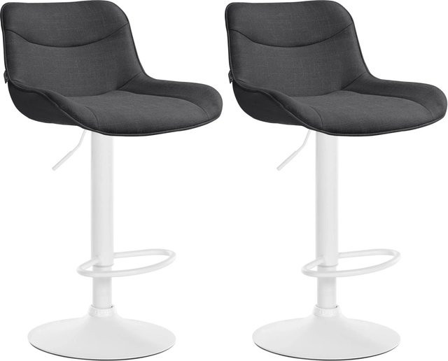 DELUKE 2er Set Barhocker RAGAD in Dunkelgrau mit weißem Fuß, höhenverstellbare Tresenhocker mit Lehne und 360 Grad Drehbarkeit, B/T/H: 49 x 51 x 85 cm - Bild 1