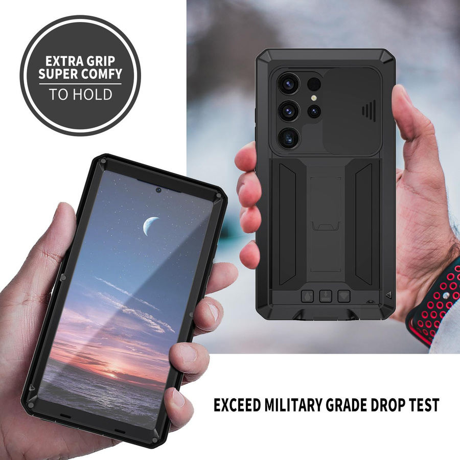 Meta Armor Heavy Duty Schutzhülle für Samsung Galaxy S24 Ultra Plus 5G mit Kamera- und Bildschirmschutz in Schwarz - Bild 5