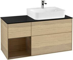 V&B Waschtischunterschrank Finion mit Abdeckplatte in Walnussfurnier, Breite: 120 cm, Tiefe: 50,1 cm, Höhe: 50,1 cm - Bild 1