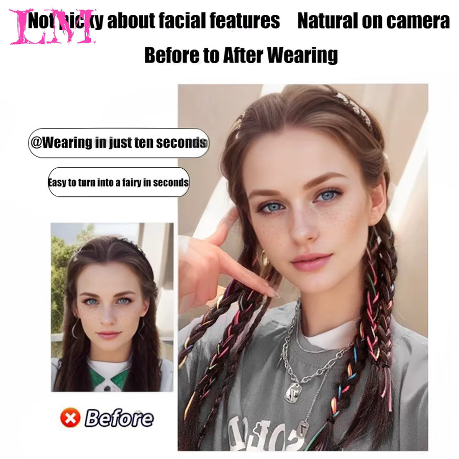 LIANGMO Spicy Girl Pferdeschwanz Perücke, Synthetischer Zopf, bunte Farben - Bild 3