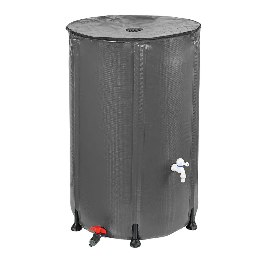 DELUKE Regentonne RALF 250L Faltbarer Regenwassertank aus Kunststoff in Grau mit Deckel, Auslaufhahn 3/4 Zoll und weißem Schlauch, B/T/H: 60 x 60 x 88 cm - Bild 2