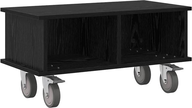 vidaXL TV-Ständer in Schwarz und Eichen-Optik mit Rollen, modern und freistehend, B/T/H: 68,5 x 35 x 35 cm - Bild 1