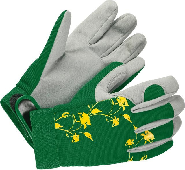 LUX-TOOLS Gartenhandschuh aus Kunstleder in Grün, Größe M - Bild 1