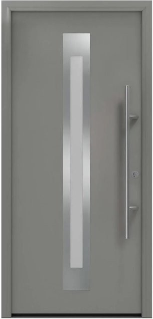 EcoStar Haustür Isopro Secur IPS 770S aus Aluminium und Stahl in Graualuminium mit Glaseinsatz, B/H: 110 x 210 cm, DIN Rechts, RC2 - Bild 1
