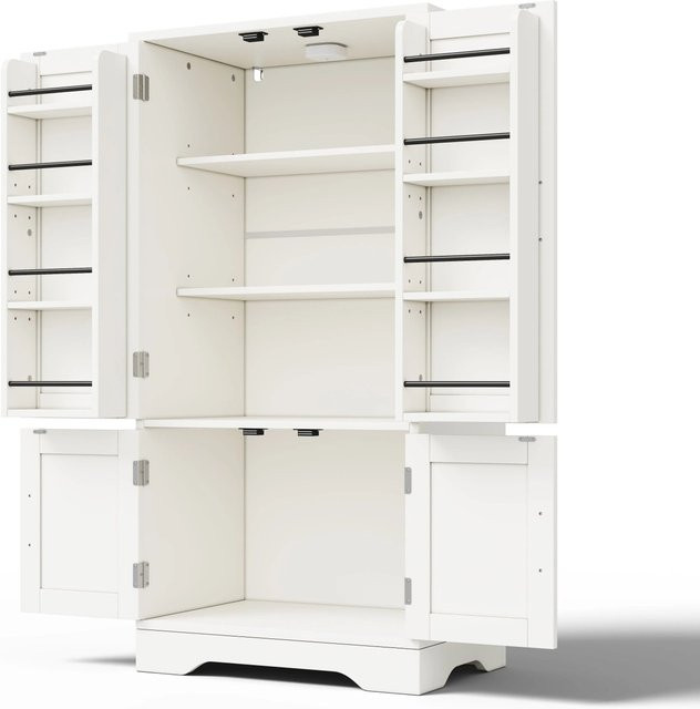 okwish Küchenschrank mit LED Sensorlicht und verstellbaren Regalböden in Weiß, B/T/H: 120 x 60 x 40 cm - Bild 1