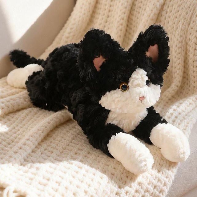 Yiran toy Devon Rex Katze, Plüschtier, Schwarz, 52cm - Bild 1