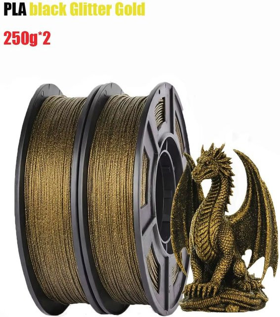 Filajoy3D Galaxy Glitter PLA Filament 1,75mm Schwarz mit Gold Glitzer für FDM 3D-Drucker - Bild 1