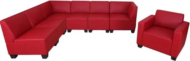 MCW Modular Sofa-System Lyon Lounge-Stil aus Kunstleder in Rot - Bild 2