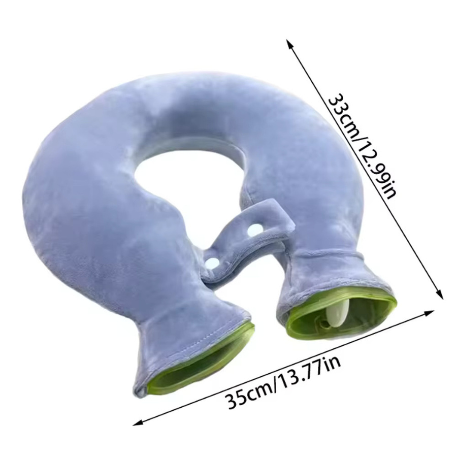 Auslaufsicheres U-förmiges Kissen als Wärmebeutel und Warmwasserbeutel für Nackenkompressen, Blau - Bild 3