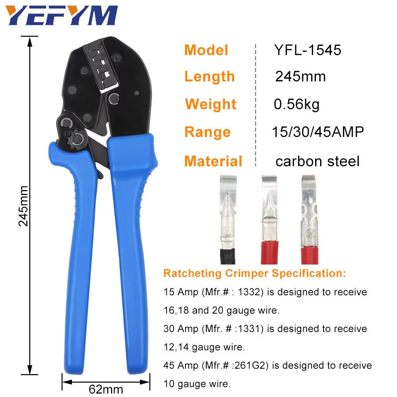 YEFYM Powerpole Terminal-Crimper und YFL-1545 Crimpwerkzeuge für Anderson AMP 15 30 45 Steckverbinder in Blau - Bild 2