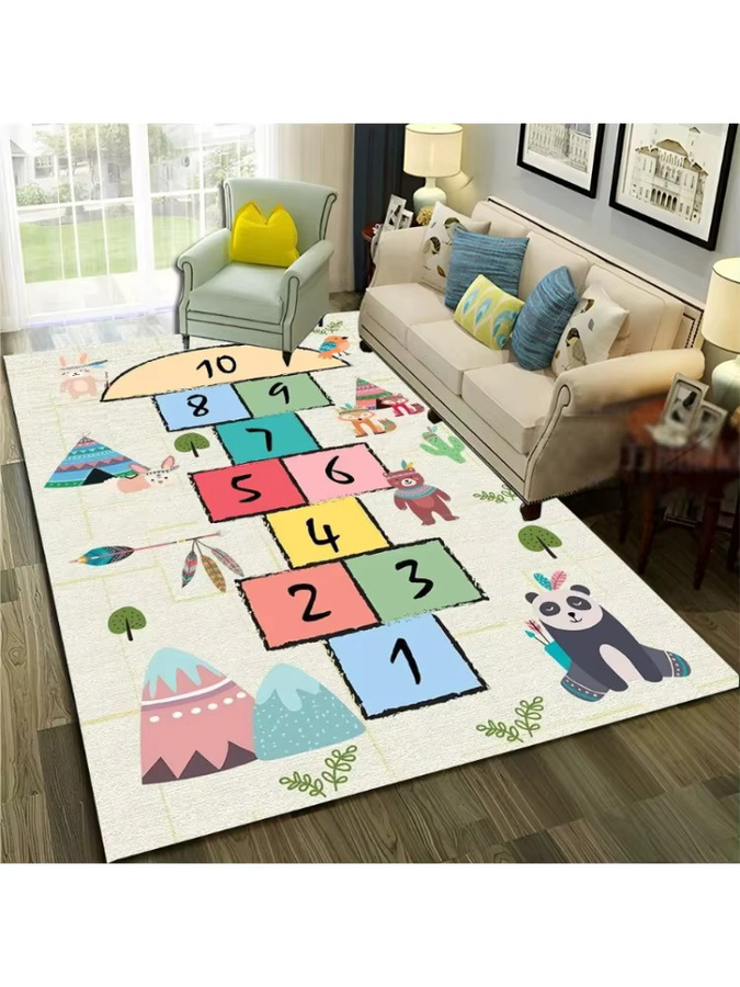 Rutschfester Kinderteppich mit Hopscotch-Motiv für Wohnzimmer, Schlafzimmer und Kinderzimmer, rechteckig, mehrfarbig - Bild 2