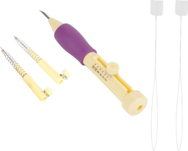 KaiSai Stickerei-Nadelstanzer Set mit 3 Größen, Nadelstift-Werkzeug für Heimwerkerarbeiten in Yellow, Purple und Beige - Bild 1