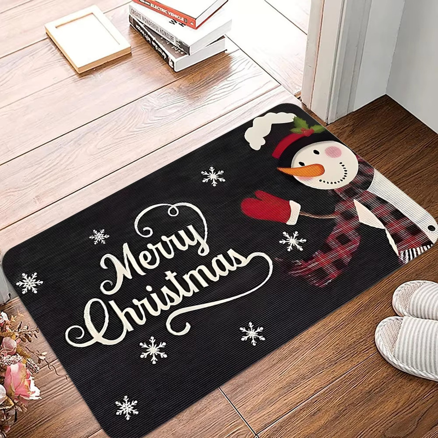 VIKAMA Weihnachtsschneemann Willkommensmatte, rutschfester und waschbarer Teppich für den Eingangsbereich und die Küche als Weihnachtsdekoration - Bild 2