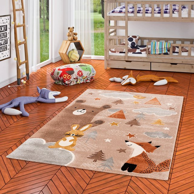 Pergamon Kinderteppich Maui Kids mit Fuchs und Bär in Braun und Multicolour, B/T: 200 x 290 cm - Bild 1