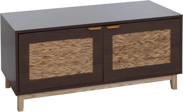 MCW Sitzbank mit Schuhregal P54 in Walnuss-Optik und Wasserhyazinthe-Front, B/H/T: 100 x 45 x 42 cm - Bild 1