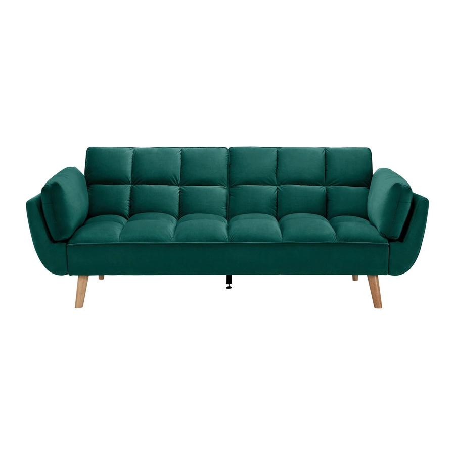 Bessagi Home Schlafsofa Cora in Grün aus Samt mit passenden Dekokissen - Bild 2