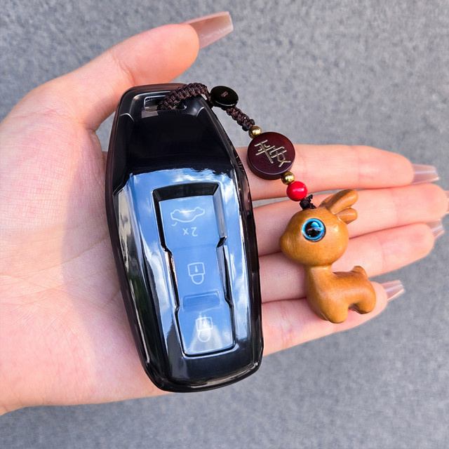 ICAR Autoschlüsseletui transparent schwarz für Audi A5 A5L A6 A6L A3 Q5 Q6 Q6L Fernbedienung Schlüsselhülle mit Schlüsselanhänger - Bild 1