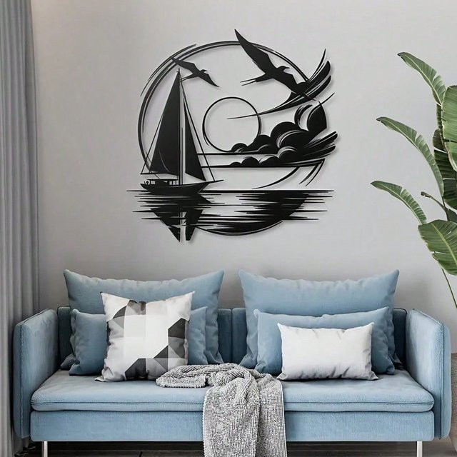 Wanddekoration aus Metall von Hello Young in Segelboot-Design für nautische Einrichtungen - Bild 1