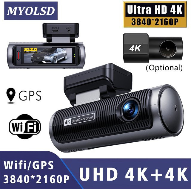 MYOLSD Dual-Objektiv 4K+4K Dashcam mit 5G Wi-Fi, GPS und 24H Parküberwachung in Schwarz - Bild 1