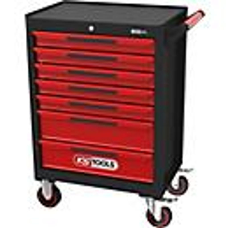 KS Tools ECOline Werkstattwagen aus Stahl mit 7 Schubladen, Schwarz-Rot, B: 101,4 cm, T: 45,9 cm, H: 74,8 cm - Bild 2