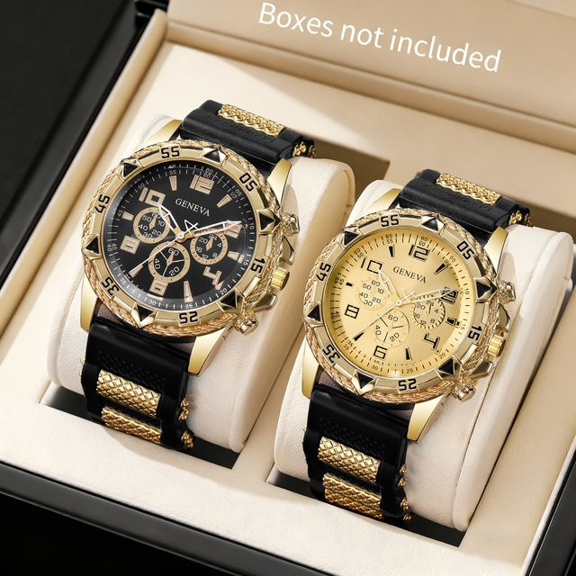 RUNERR Armbanduhr, Quarz, Silikon, Herren, Gold - Bild 1