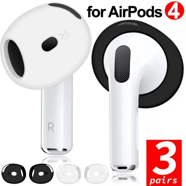 3 Paar rutschfeste Silikon-Ersatz-Ohrstöpsel für Apple AirPods 4 in Schwarz - Bild 1