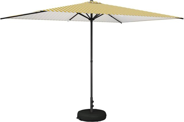vidaXL Sonnenschirm mit Fuß, rechteckig, Polyester und Stahl, Weiß/Gelb, B: 300 cm, T: 200 cm - Bild 1