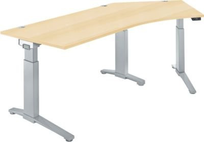 Schäfer Shop Genius ERGOSTYLE S Schreibtisch elektrisch höhenverstellbar, C-Fuß, Ahorn/weißaluminium, B: 216,5 cm, T: 80 cm, H: 71,5-118,2 cm - Bild 1