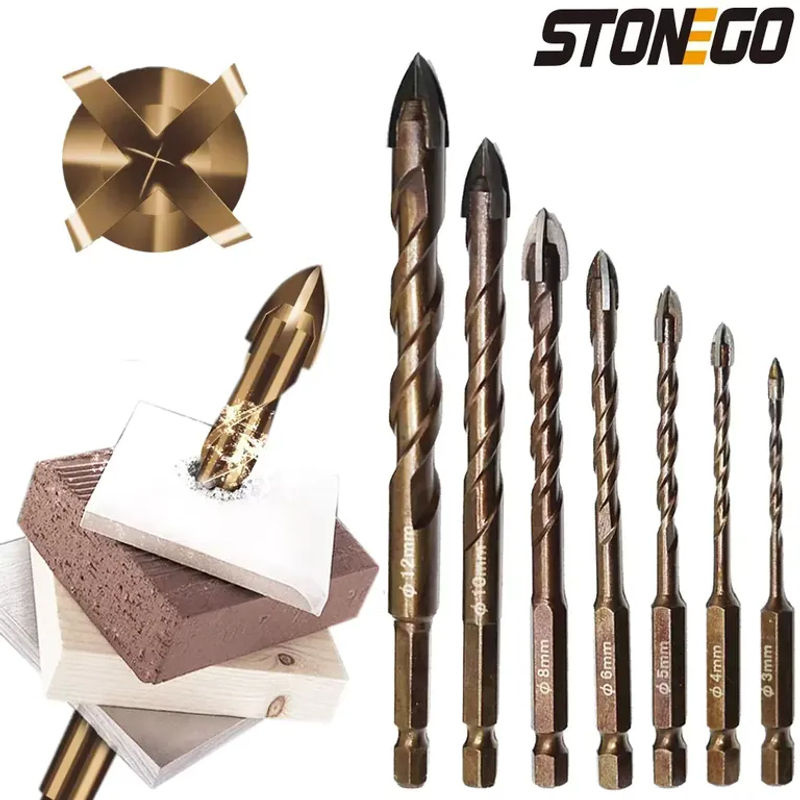 STONEGO Kreuz-Sechskant-Fliesenbohrer aus Hartmetall für Glas, Keramik und Beton, Durchmesser: 3 bis 12 mm - Bild 2