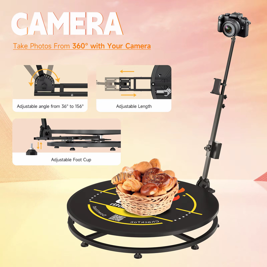 MWE 360-Fotokabinenmaschine in Schwarz mit zusätzlicher Batterie, Logo-Anpassungssoftware und App-Fernbedienung für Partys - Bild 3