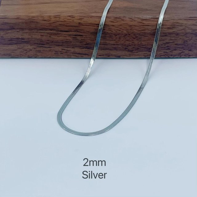 Mariasz Schlangenketten-Halskette Choker, Edelstahl, Gold, Fischgrätenmuster, Unisex, 40/45/50cm - Bild 1