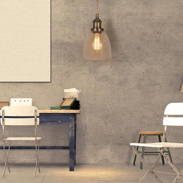 Tomshine Glas-Pendelleuchte im Industrial-Design mit E27-Sockel, beige/transparent - Bild 1