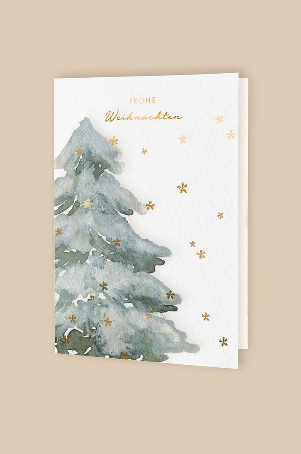 Leevje Klappkarte Weihnachtsbaum Frohe Weihnachten in Gold und Weiß mit Umschlag - Bild 1